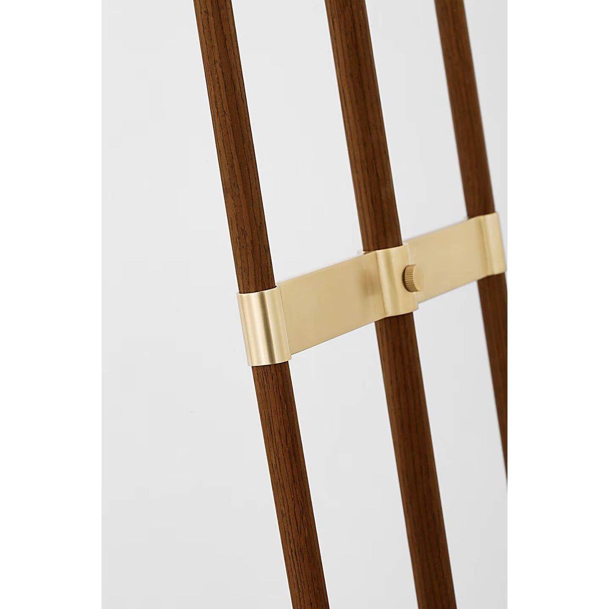 Ray Booth Alda 57" Adjustable Floor Lamp in Antique-Burnished Brass and Walnut with Linen Shade W21" x H55.25" - 72"