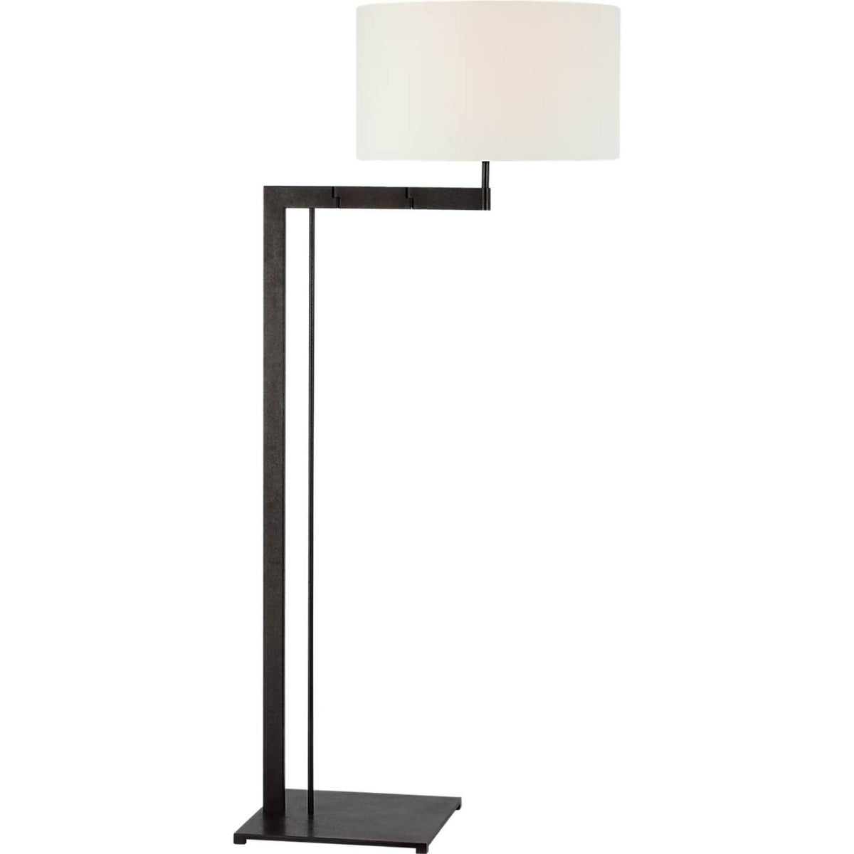 Ray Booth Amell 55" Articulating Floor Lamp in Warm Iron with Linen Shade W17" x H55.25" x E24"