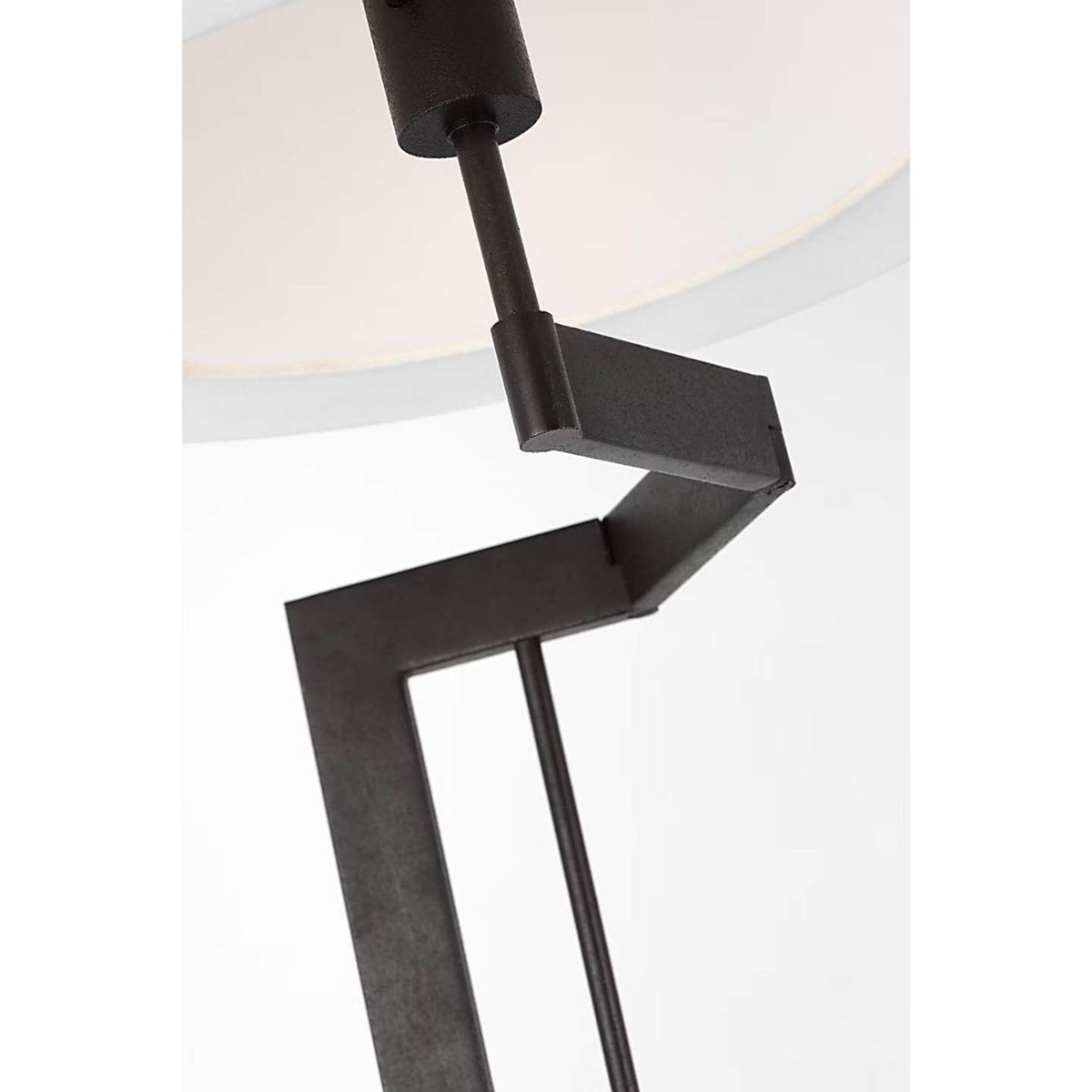 Ray Booth Amell 55" Articulating Floor Lamp in Warm Iron with Linen Shade W17" x H55.25" x E24"
