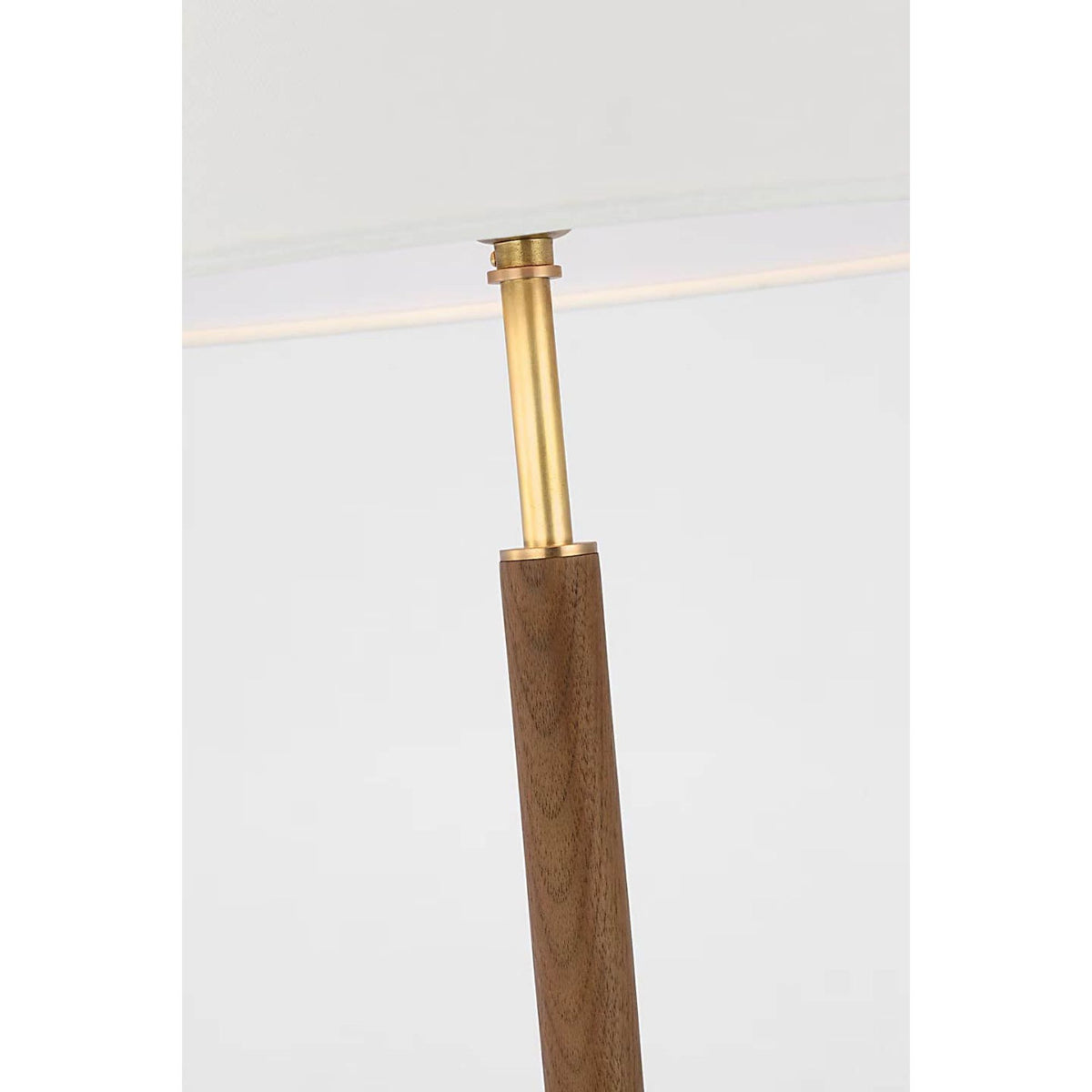 Ray Booth Amaya 20" Table Lamp in Antique-Burnished Brass and Walnut with Linen Shade W13.75" x H20"