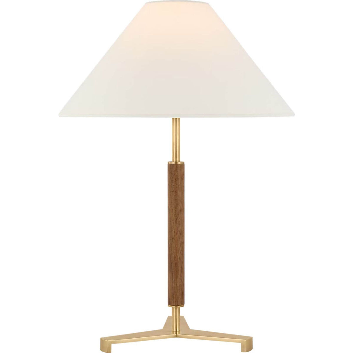 Ray Booth Amaya 20" Table Lamp in Antique-Burnished Brass and Walnut with Linen Shade W13.75" x H20"