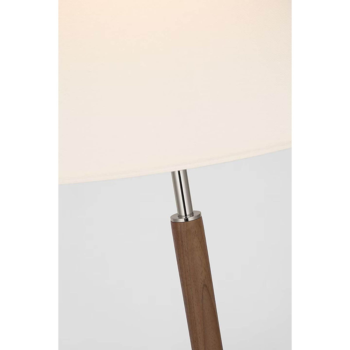 Ray Booth Amaya 20" Table Lamp in Polished Nickel and Walnut with Linen Shade W13.75" x H20"