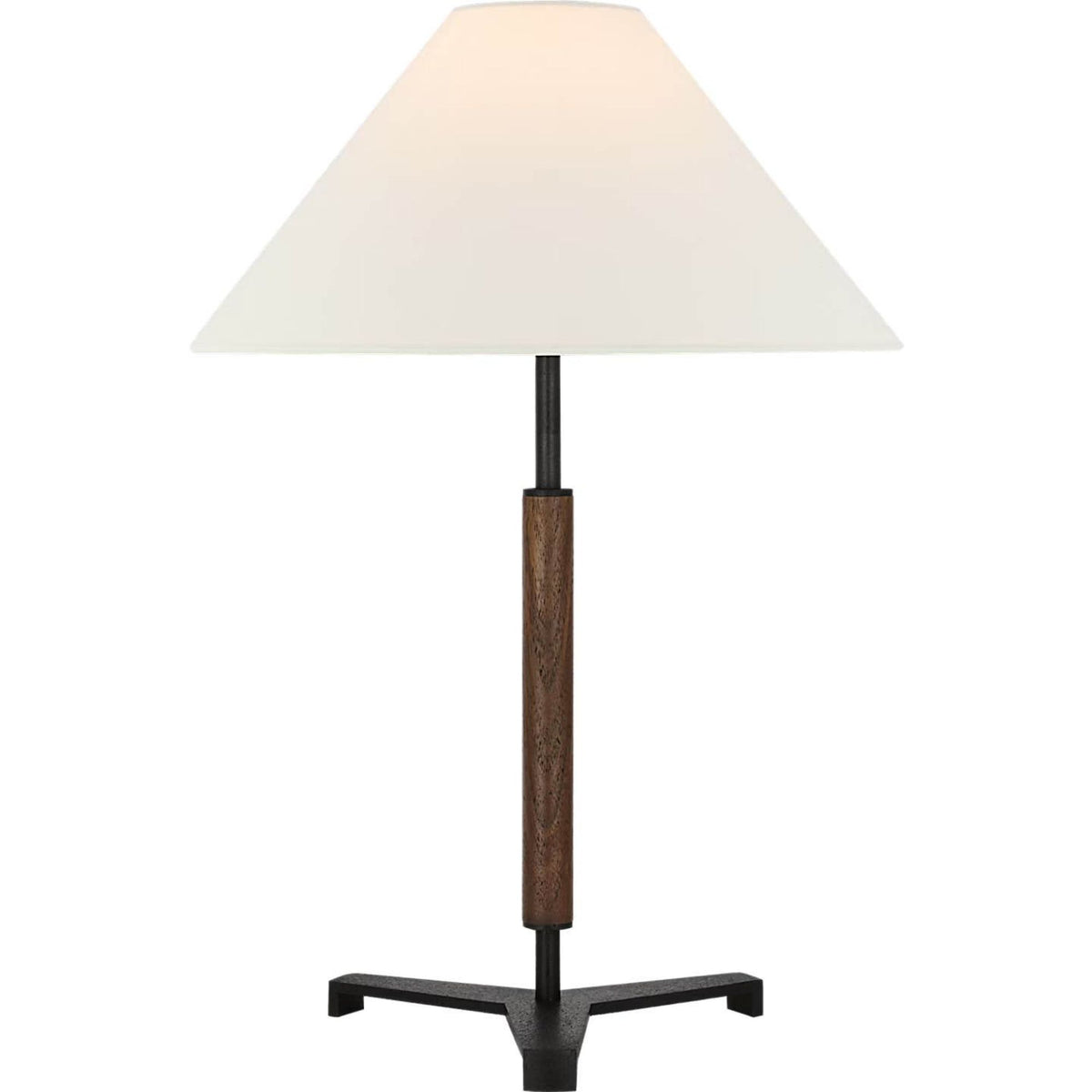 Ray Booth Amaya 20" Table Lamp in Warm Iron and Dark Walnut with Linen Shade W13.75" x H20"