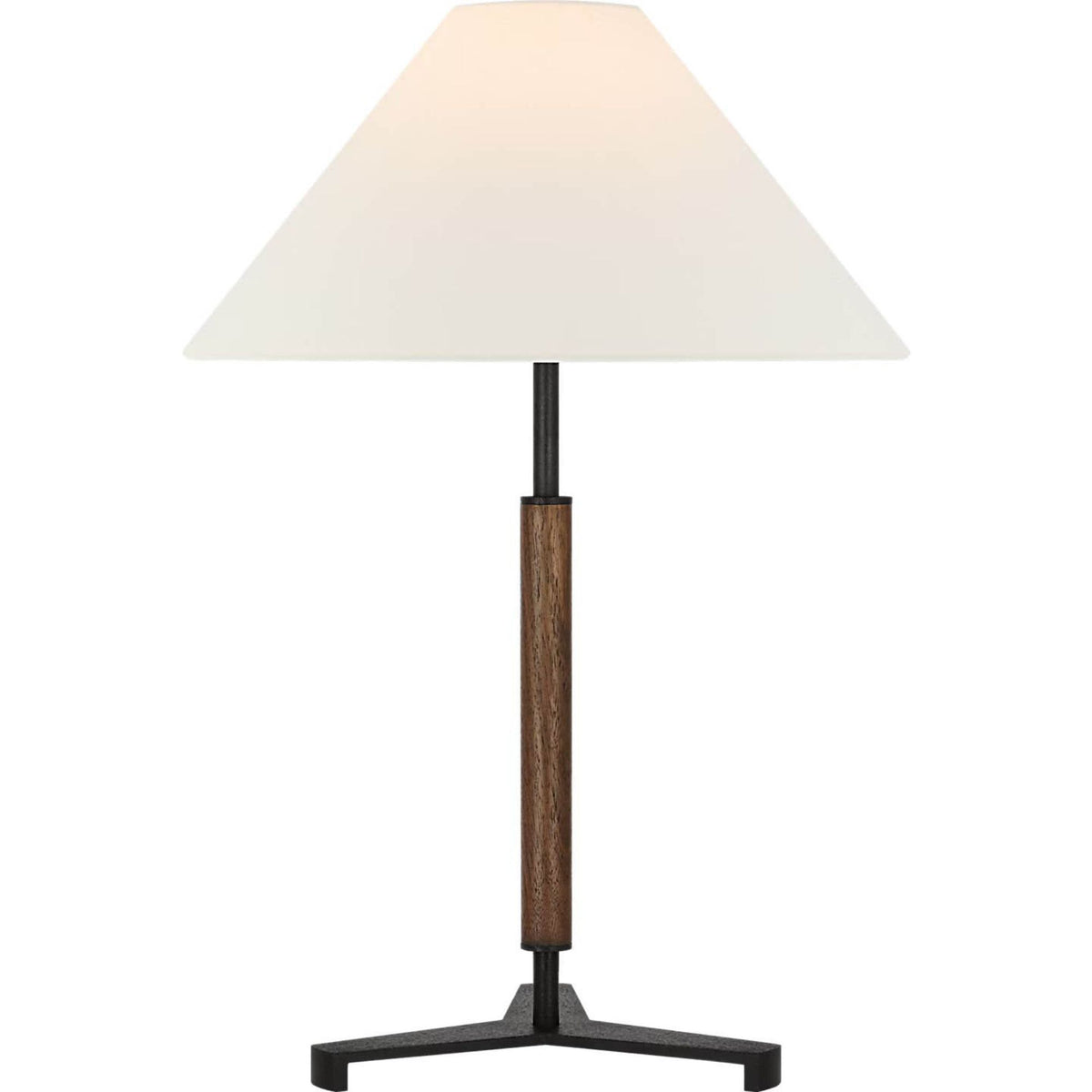 Ray Booth Amaya 20" Table Lamp in Warm Iron and Dark Walnut with Linen Shade W13.75" x H20"