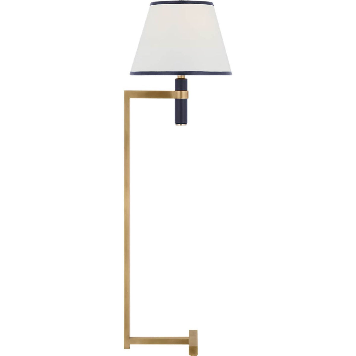 Ralph Lauren Hedger 55" Floor Lamp in Natural Brass and Navy with Linen Shade and Navy Leather Trim W16" x H56" x E17"