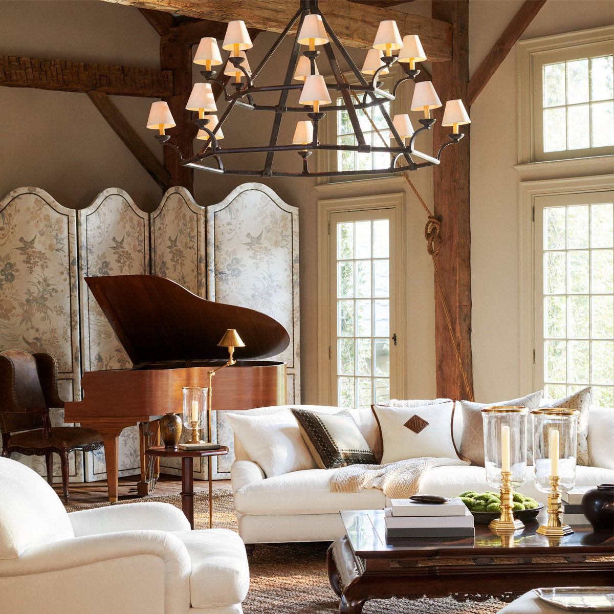 Ralph Lauren Anette Floor Lamp in Natural Brass W8" x H45.5" - 58" x E6.75" - 14.5"
