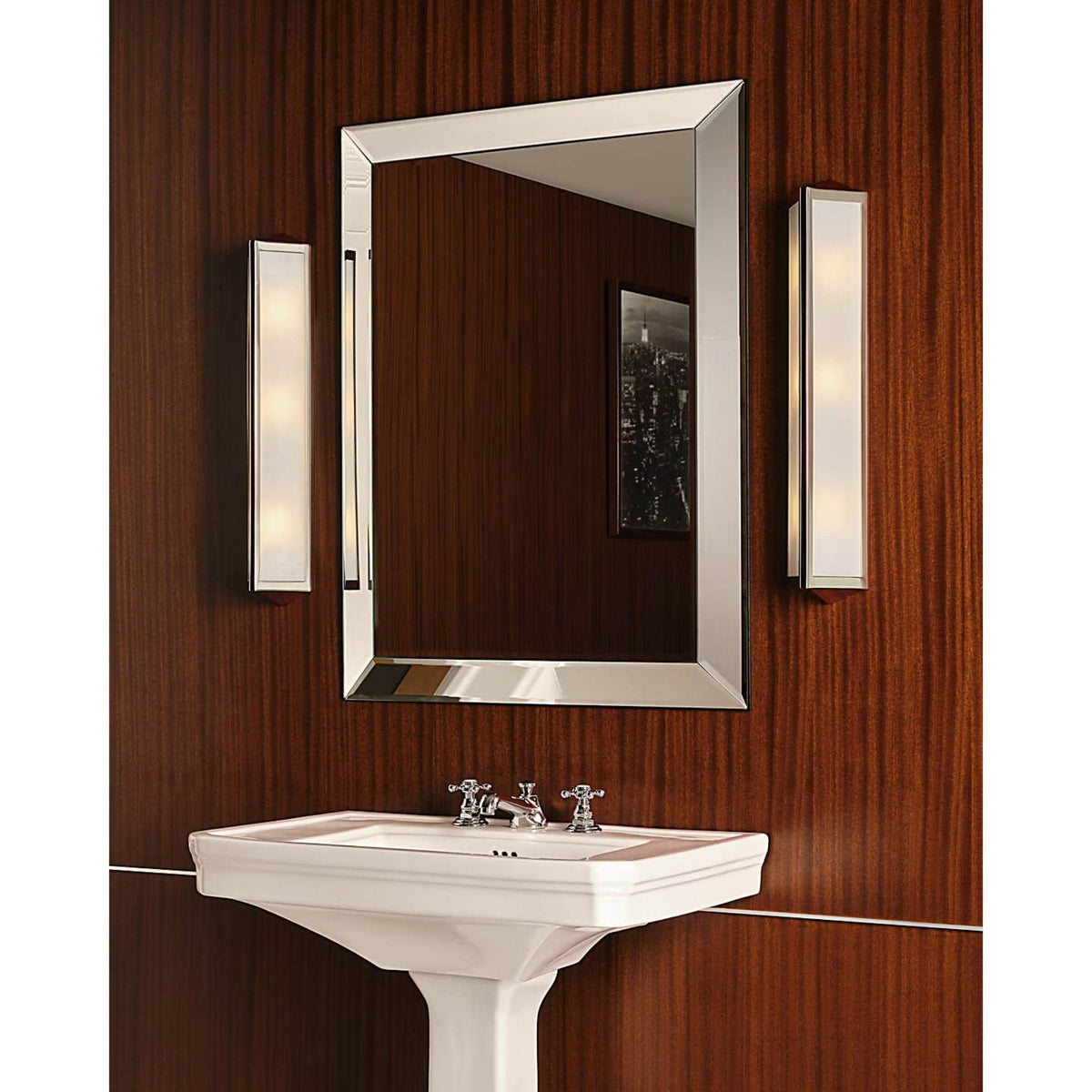 Ralph Lauren Geneva Medium Sconce in Polished Nickel with White Glass W5" x H26" x E4"