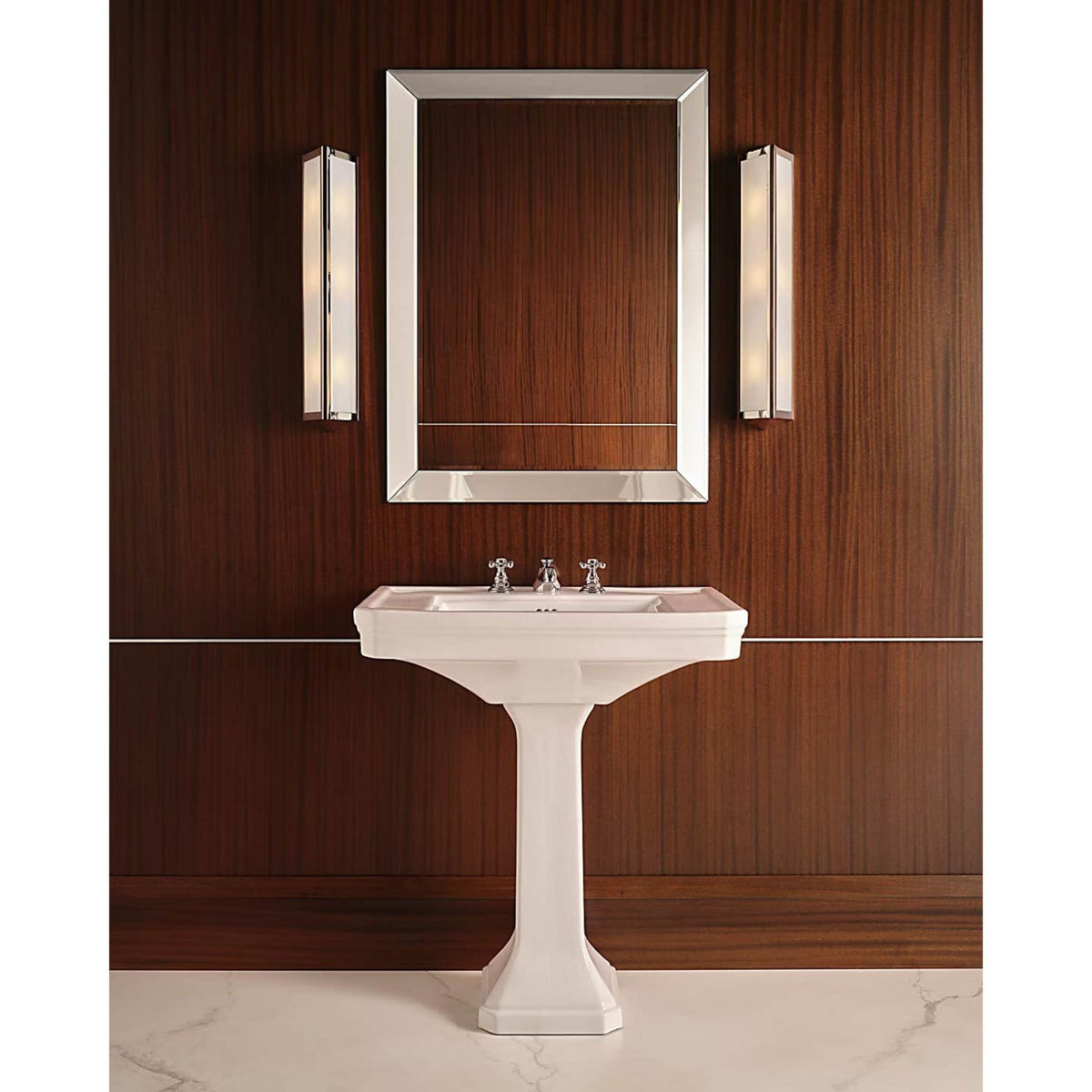 Ralph Lauren Geneva Medium Sconce in Polished Nickel with White Glass W5" x H26" x E4"