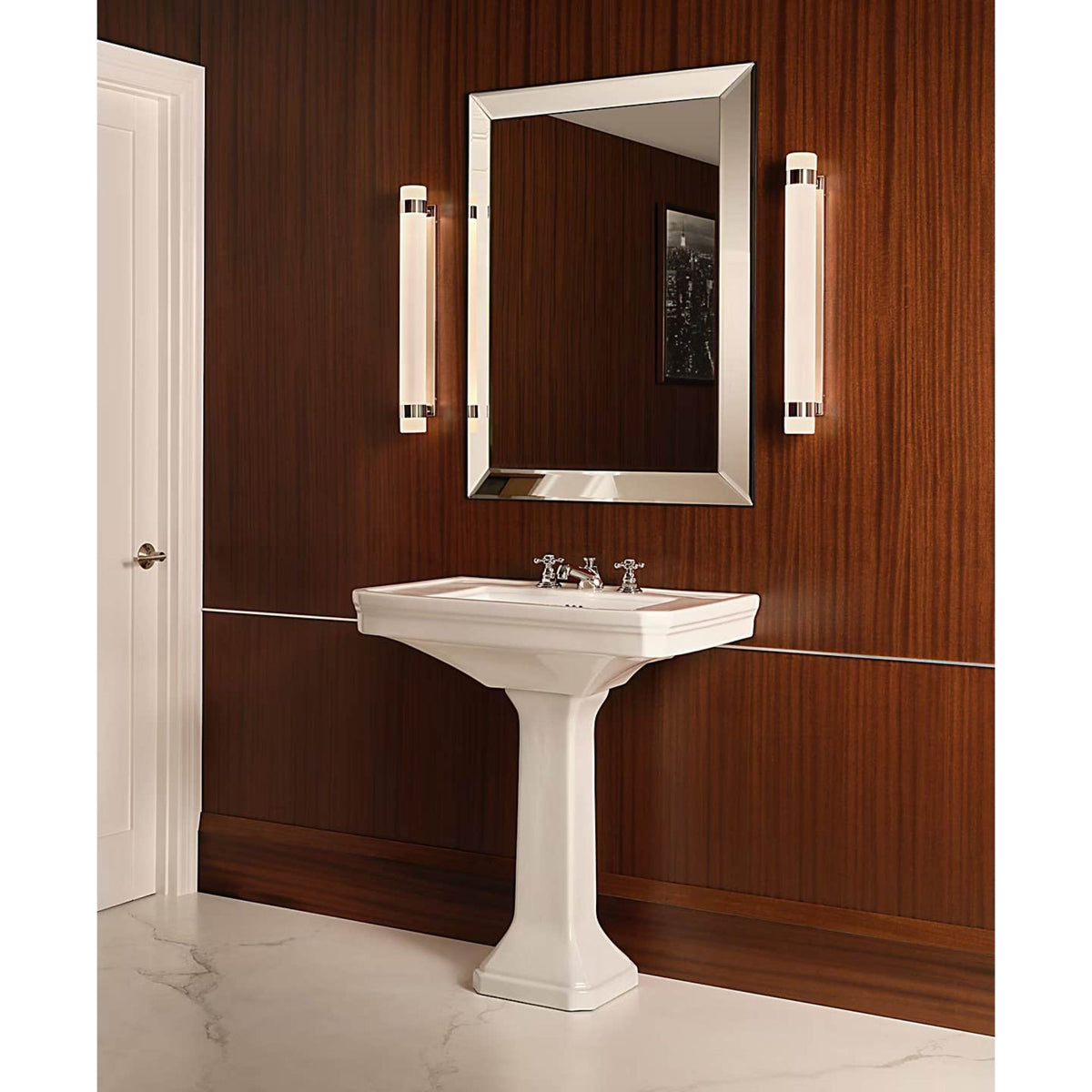 Ralph Lauren Barton Large Bath Sconce in Polished Nickel with Etched Crystal W2.75" x H24" x E4"