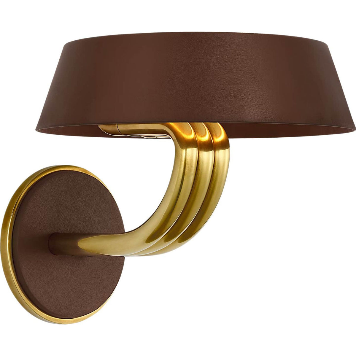Ralph Lauren Hudson St. 8" Sconce in Natural Brass and Carob Leather W8.5" x H7.5" x E9.75"