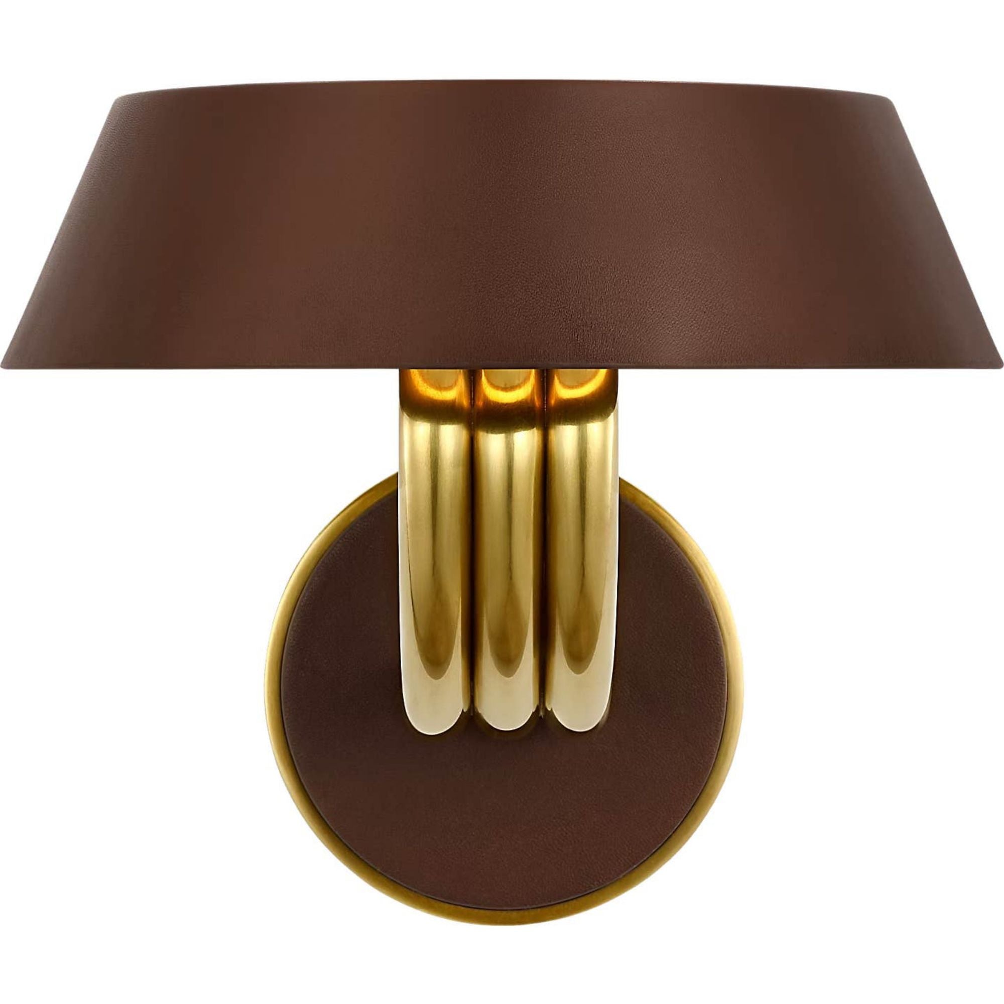 Ralph Lauren Hudson St. 8" Sconce in Natural Brass and Carob Leather W8.5" x H7.5" x E9.75"