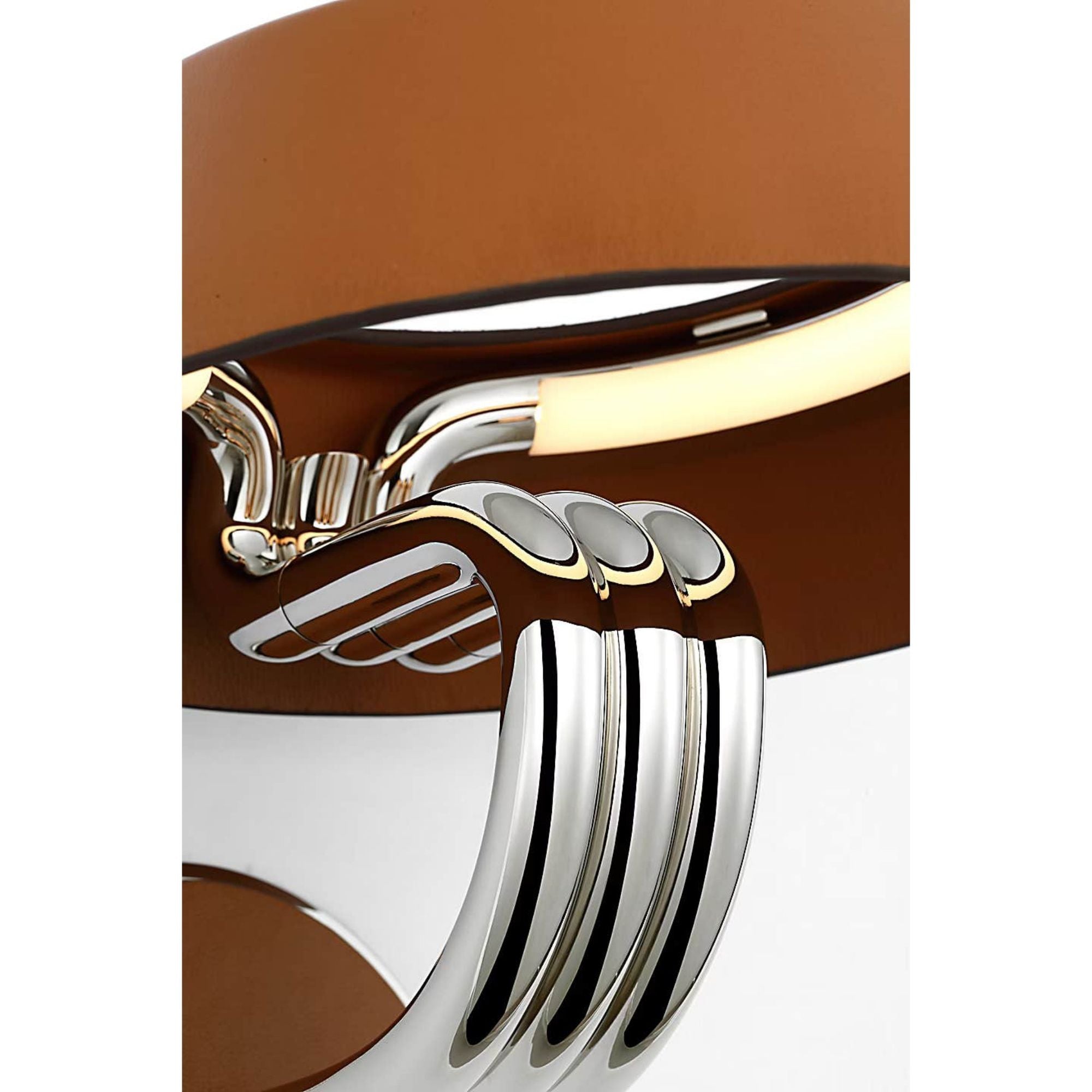 Ralph Lauren Hudson St. 8" Sconce in Polished Nickel and Nutmeg Leather W8.5" x H7.5" x E9.75"