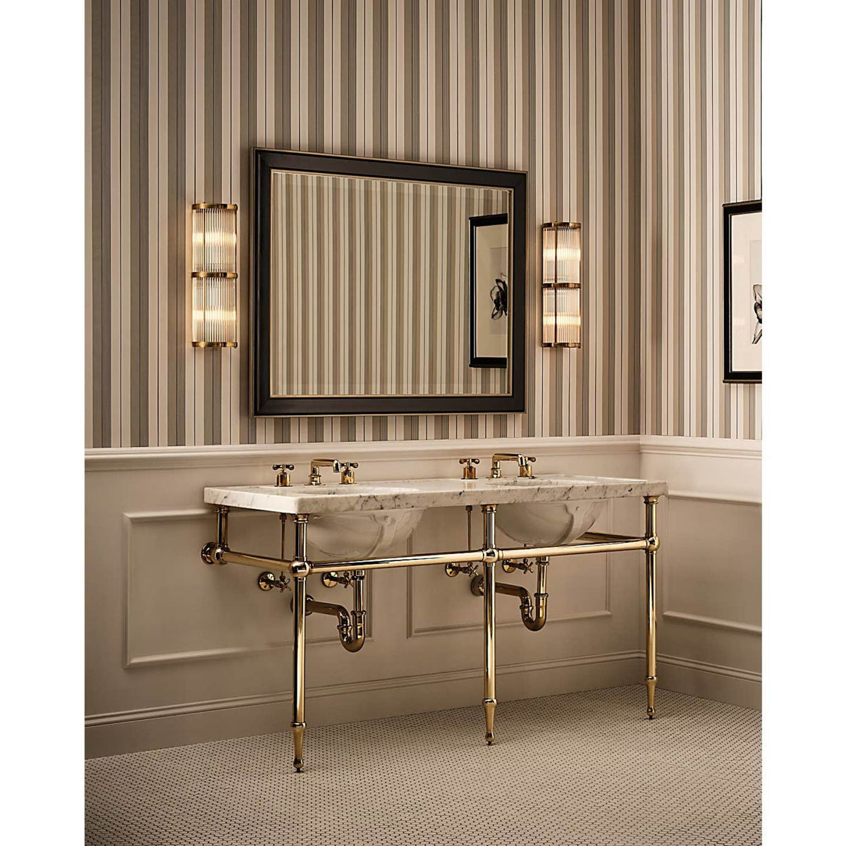 Ralph Lauren Allen Medium Linear Sconce in Natural Brass and Glass Rods W6" x H18.5" x E5"