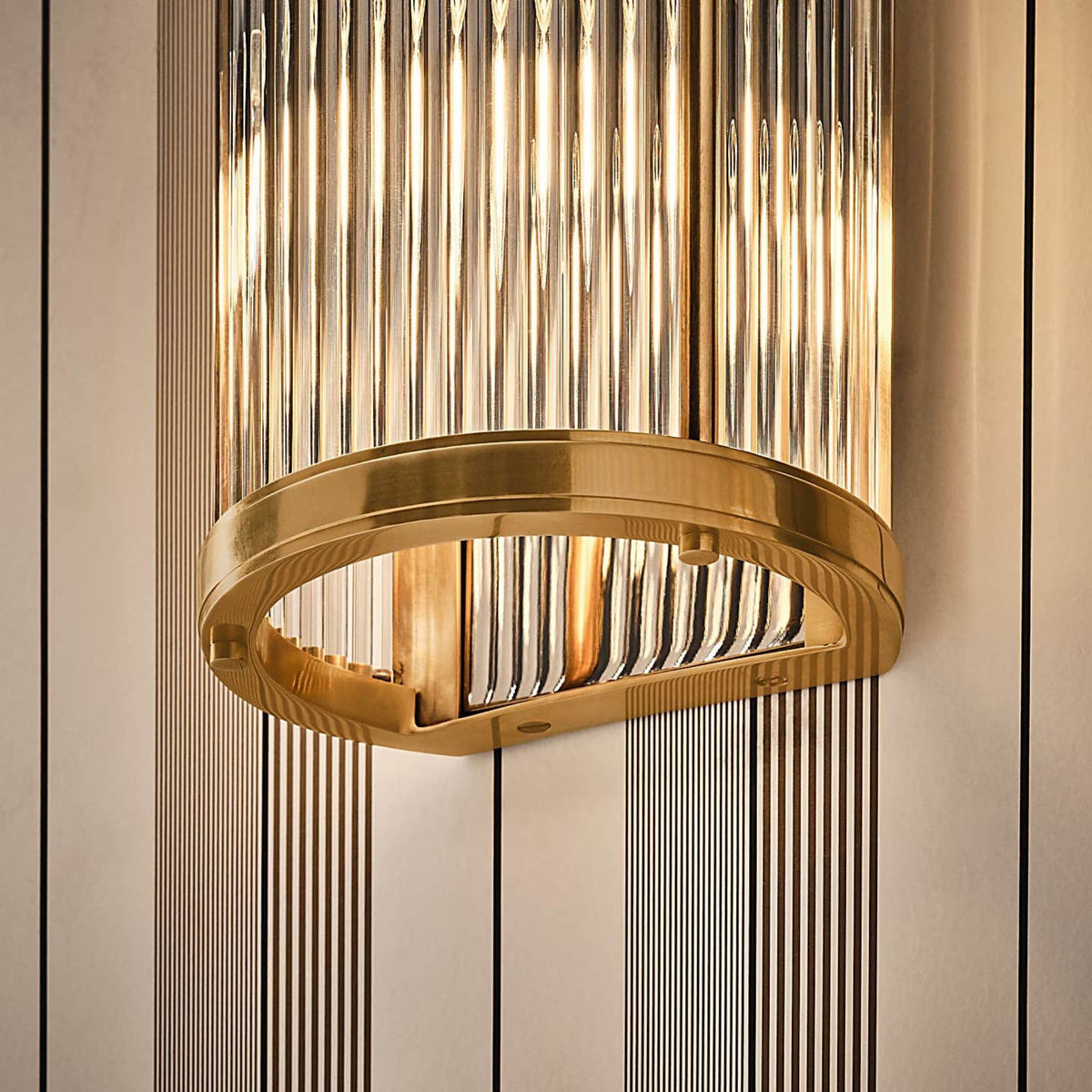 Ralph Lauren Allen Medium Linear Sconce in Natural Brass and Glass Rods W6" x H18.5" x E5"