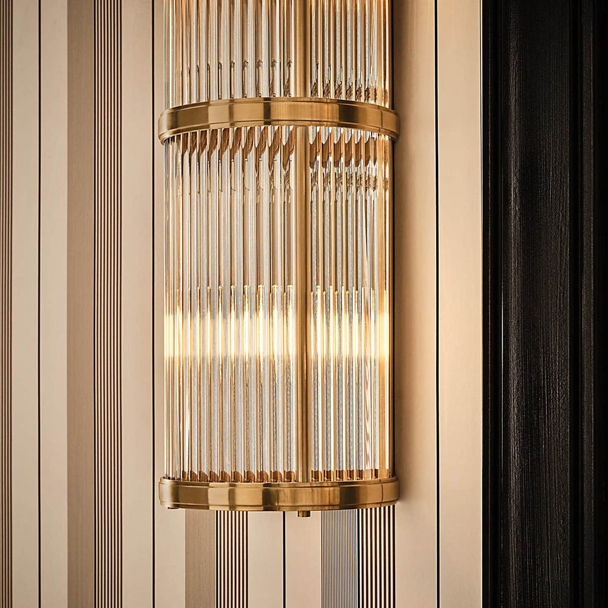 Ralph Lauren Allen Medium Linear Sconce in Natural Brass and Glass Rods W6" x H18.5" x E5"