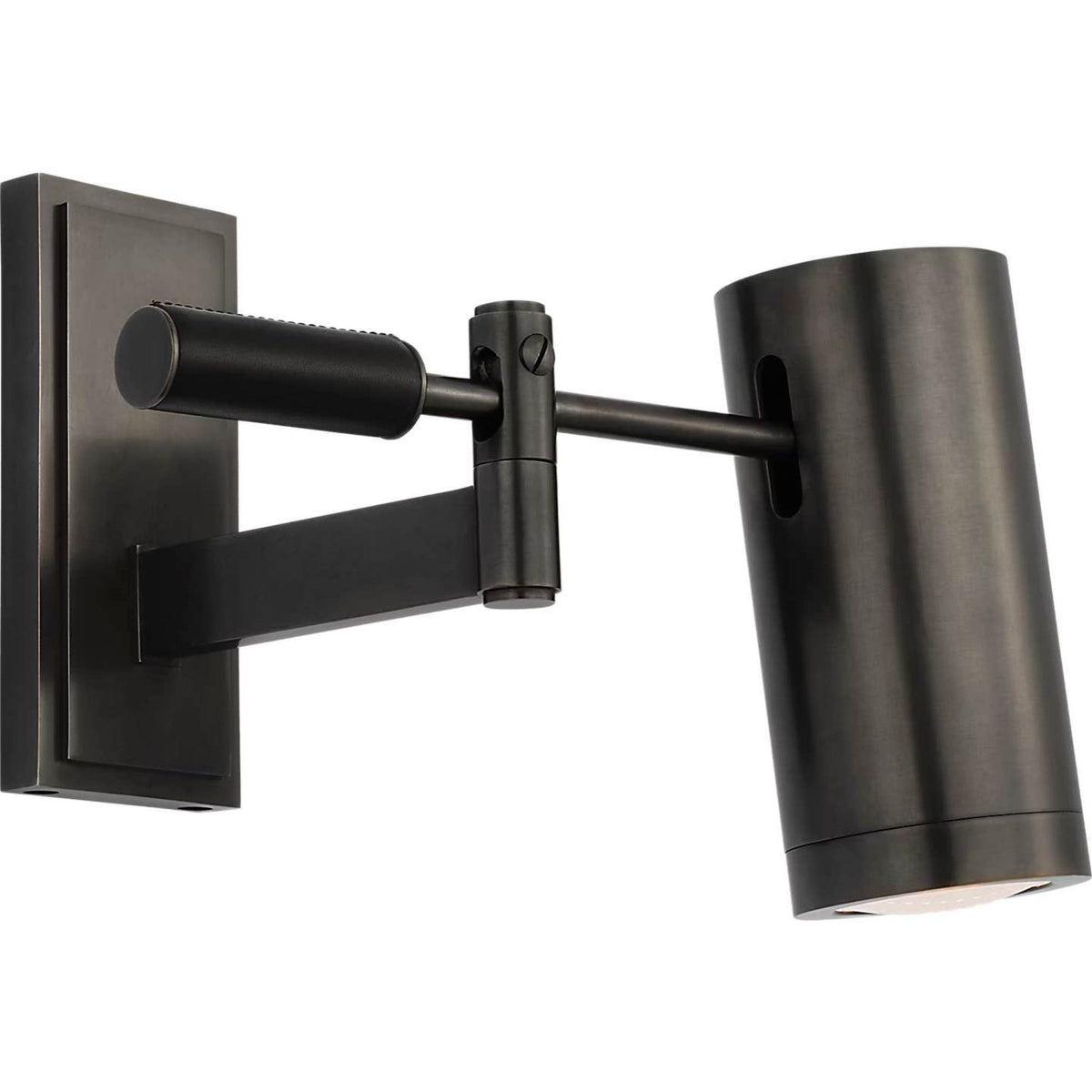 Ralph Lauren Grant 8" Articulating Wall Light in Bronze and Chocolate Leather with Industrial Prismatic Glass W2.75" x H7.5" x E6.75" - 13.5"