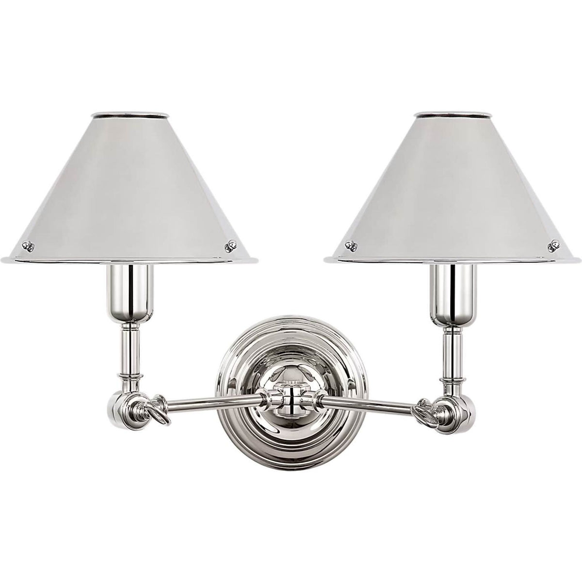 Ralph Lauren Anette Double Sconce in Polished Nickel W15" - 19.25" x H10.25" x E7.75" - 11"