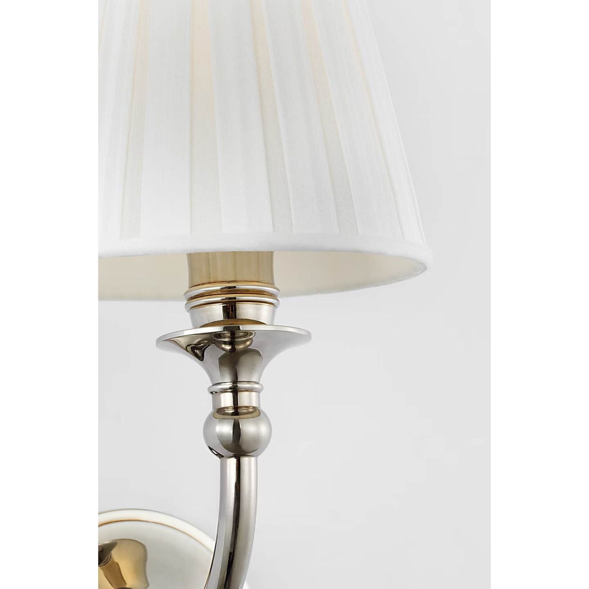 Ralph Lauren Embers 12" Single Sconce in Butler's Silver with Silk Box Pleat Shade W5.5" x H11.75" x E7.25"