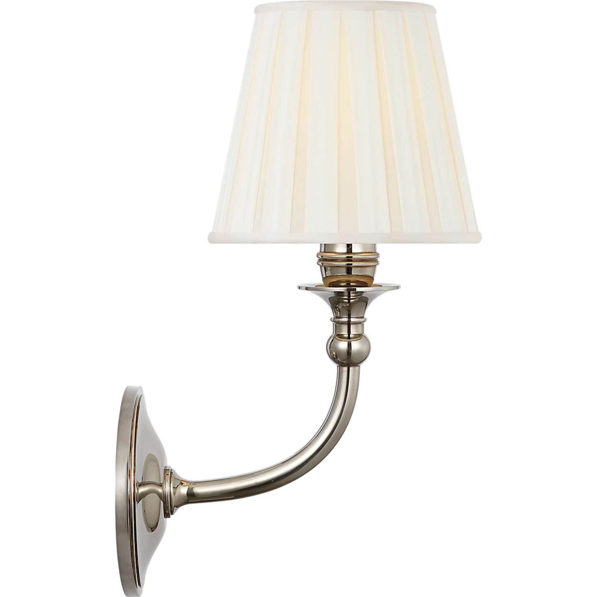 Ralph Lauren Embers 12" Single Sconce in Butler's Silver with Silk Box Pleat Shade W5.5" x H11.75" x E7.25"
