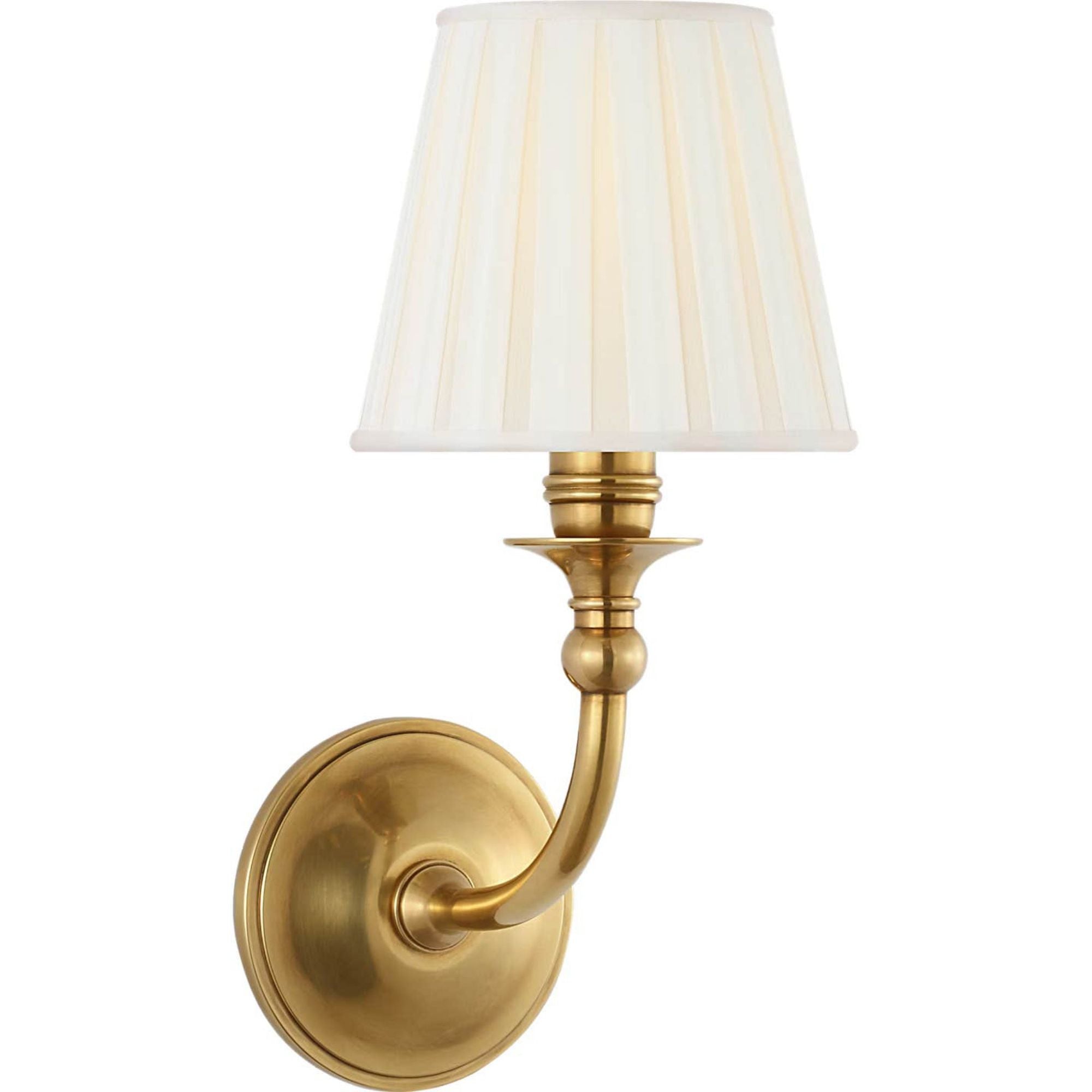 Ralph Lauren Embers 12" Single Sconce in Natural Brass with Silk Box Pleat Shade W5.5" x H11.75" x E7.25"