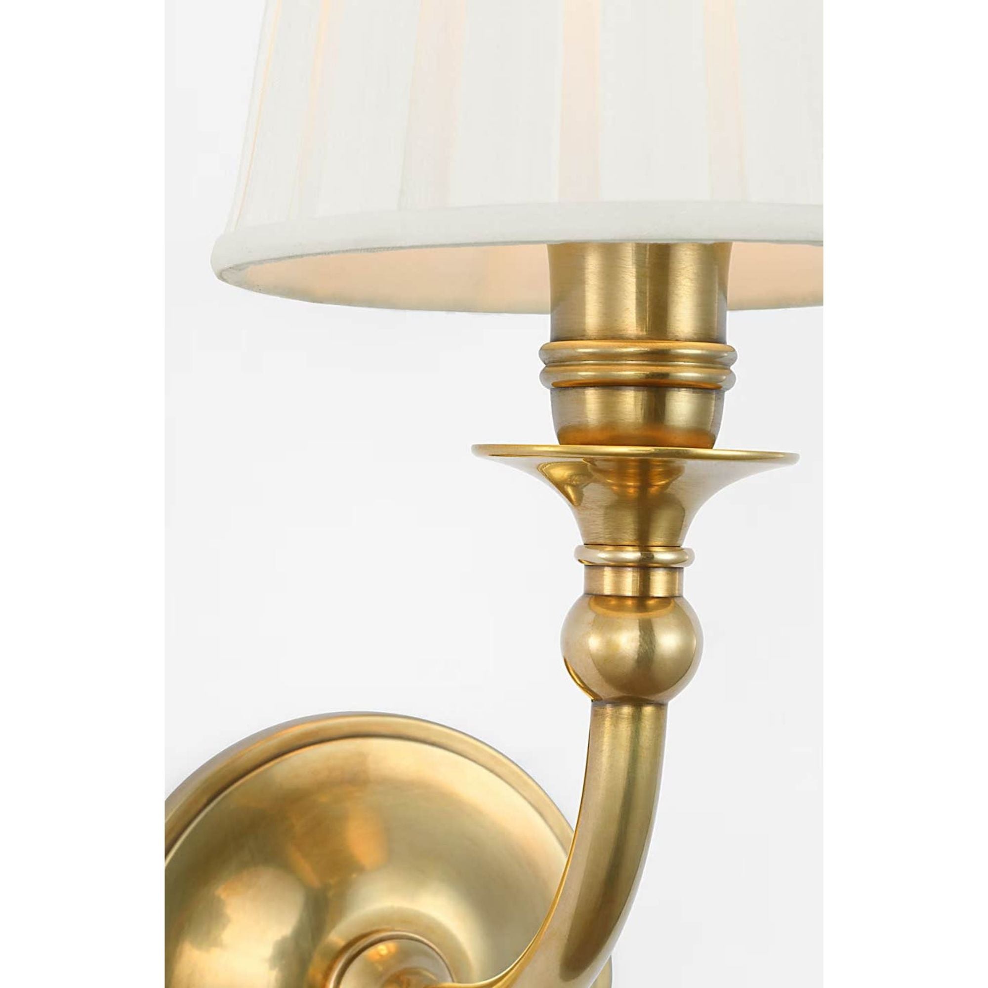 Ralph Lauren Embers 12" Single Sconce in Natural Brass with Silk Box Pleat Shade W5.5" x H11.75" x E7.25"