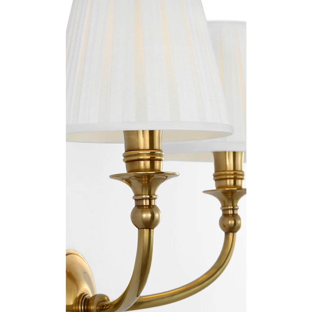Ralph Lauren Embers 12" Double Sconce in Natural Brass with Silk Box Pleat Shades W14.25" x H11.75" x E7.75"