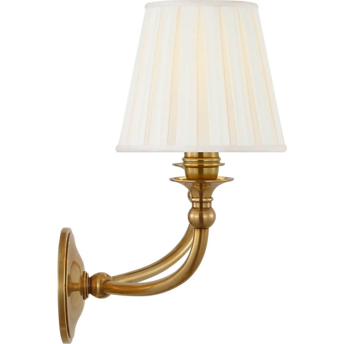 Ralph Lauren Embers 12" Double Sconce in Natural Brass with Silk Box Pleat Shades W14.25" x H11.75" x E7.75"