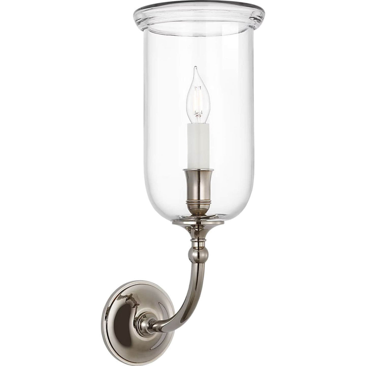 Ralph Lauren Embers 20" Single Hurricane Sconce in Butler's Silver with Clear Glass W7" x H20.25" x E9.75"