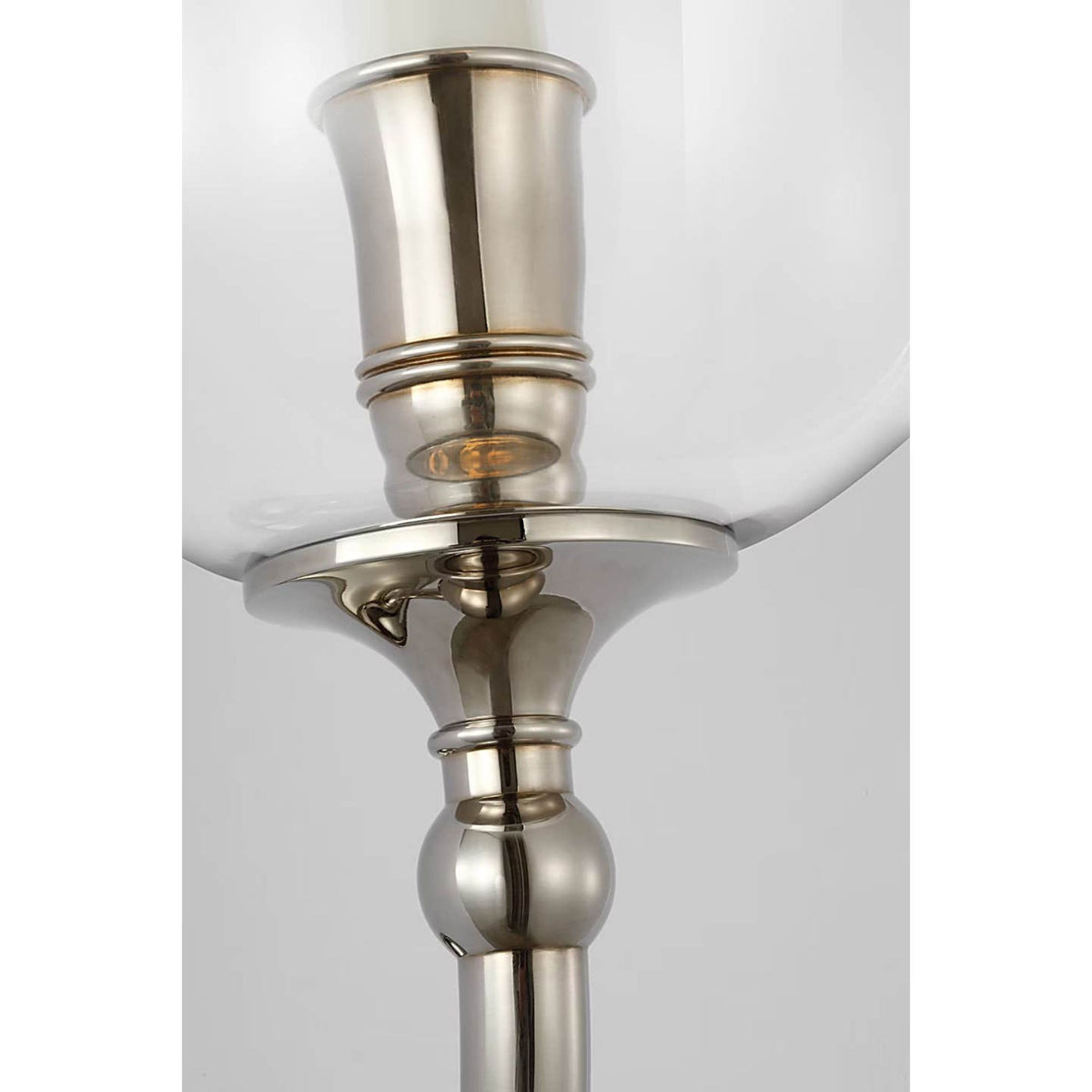 Ralph Lauren Embers 20" Single Hurricane Sconce in Butler's Silver with Clear Glass W7" x H20.25" x E9.75"