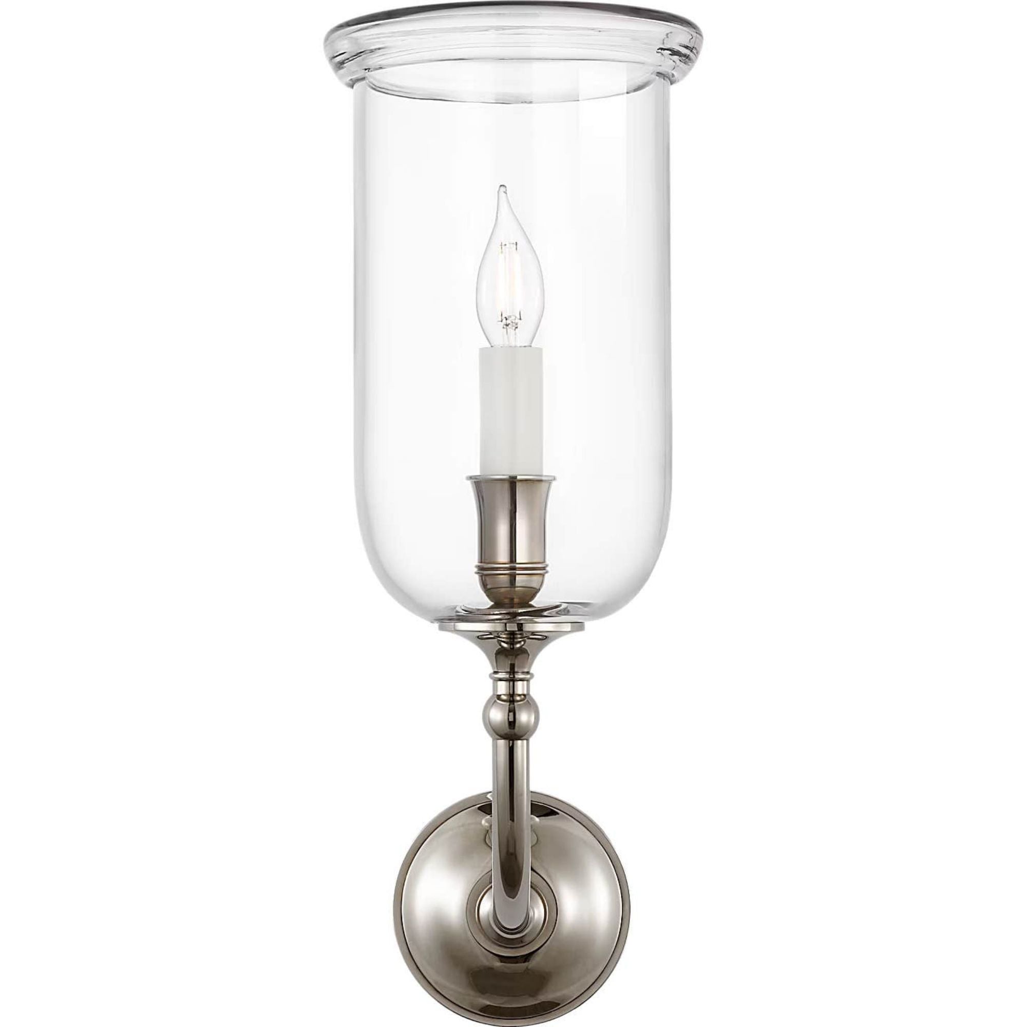 Ralph Lauren Embers 20" Single Hurricane Sconce in Butler's Silver with Clear Glass W7" x H20.25" x E9.75"