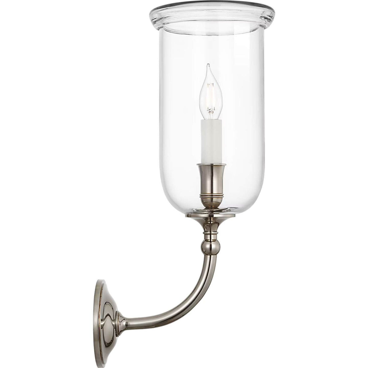 Ralph Lauren Embers 20" Single Hurricane Sconce in Butler's Silver with Clear Glass W7" x H20.25" x E9.75"