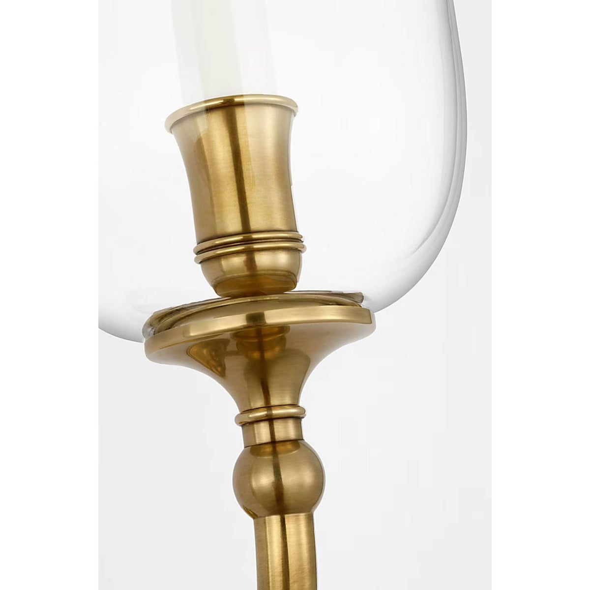 Ralph Lauren Embers 20" Single Hurricane Sconce in Natural Brass with Clear Glass W7" x H20.25" x E9.75"