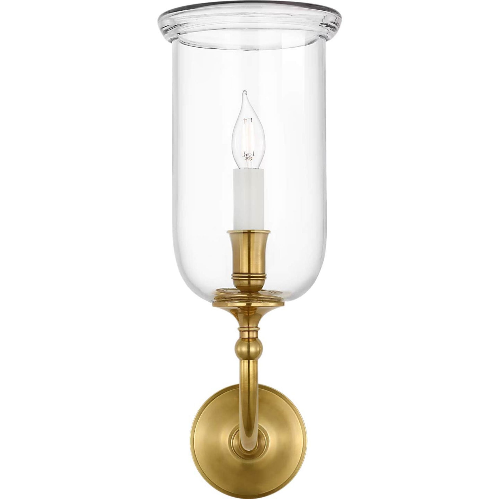 Ralph Lauren Embers 20" Single Hurricane Sconce in Natural Brass with Clear Glass W7" x H20.25" x E9.75"