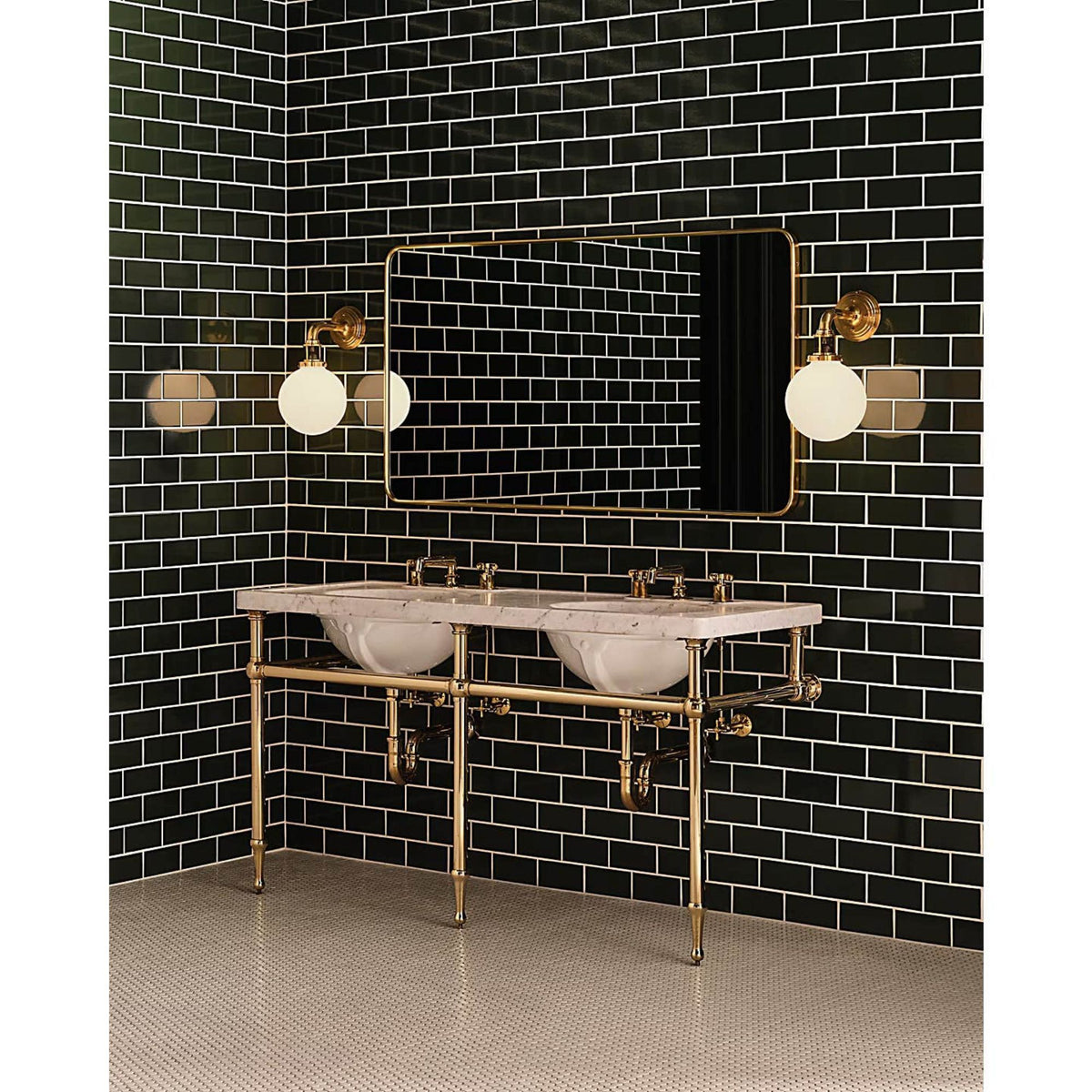 Ralph Lauren McCarren Single Sconce in Natural Brass with White Glass W8" x H15.25" x E11"