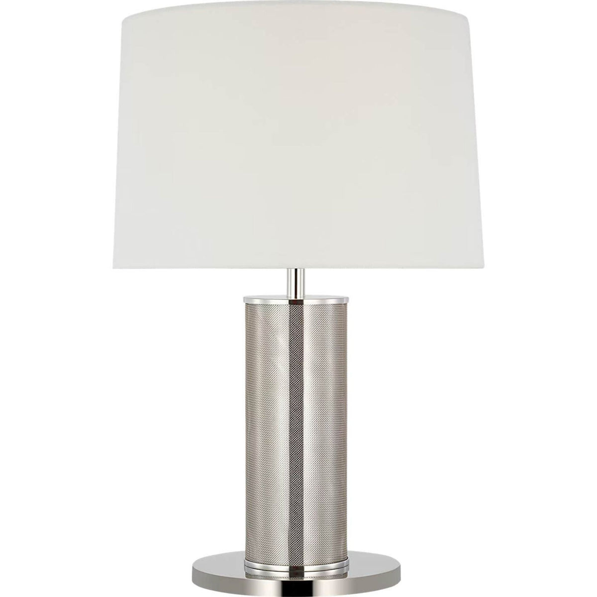 Ralph Lauren Beckford 22" Table Lamp in Polished Nickel and Stainless with Linen Shade W15" x H22.25"