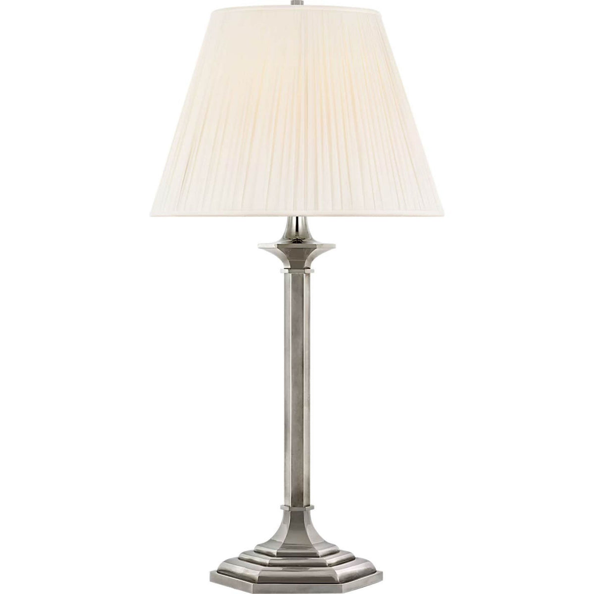 Ralph Lauren Irving 27" Table Lamp in Butler's Silver with Silk Pleated Shade W14" x H26.75"