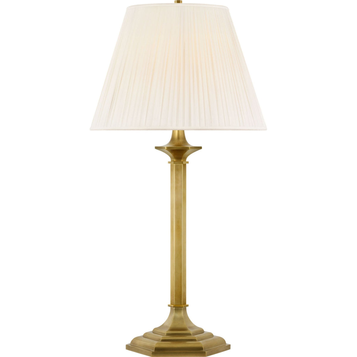 Ralph Lauren Irving 27" Table Lamp in Natural Brass with Silk Pleated Shade W14" x H26.75"