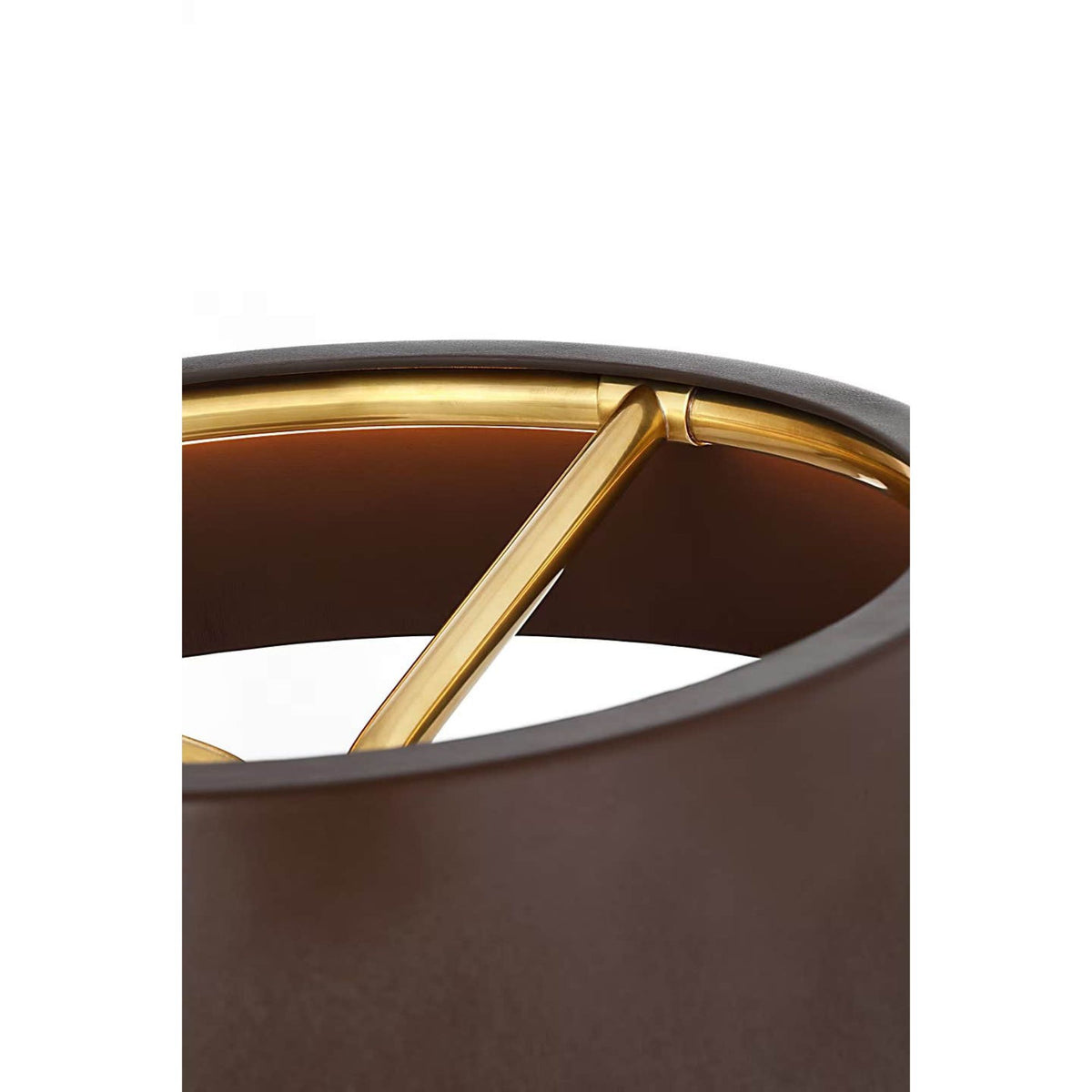 Ralph Lauren Hudson St. 20" Table Lamp in Natural Brass and Carob Leather W16" x H19.5"