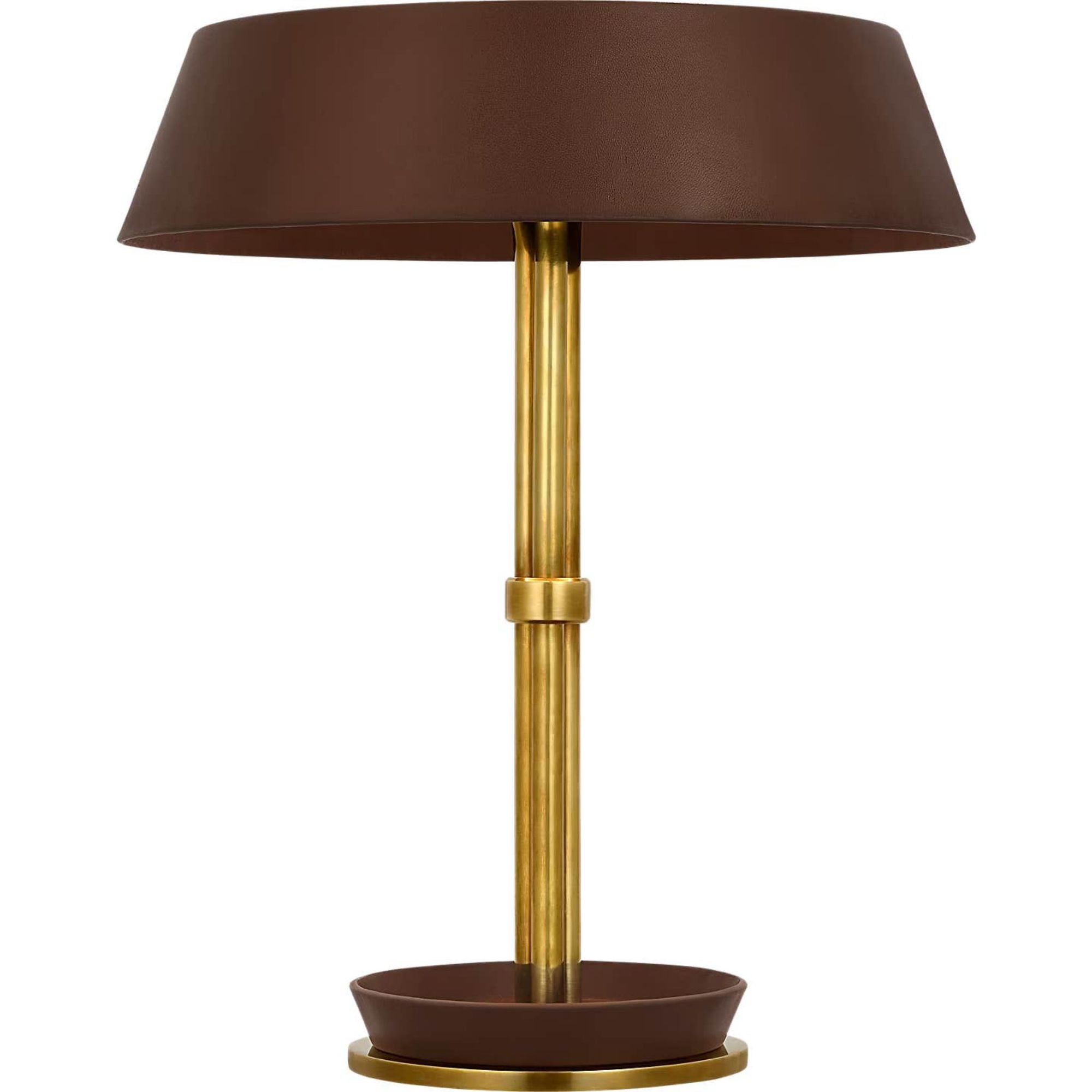 Ralph Lauren Hudson St. 20" Table Lamp in Natural Brass and Carob Leather W16" x H19.5"