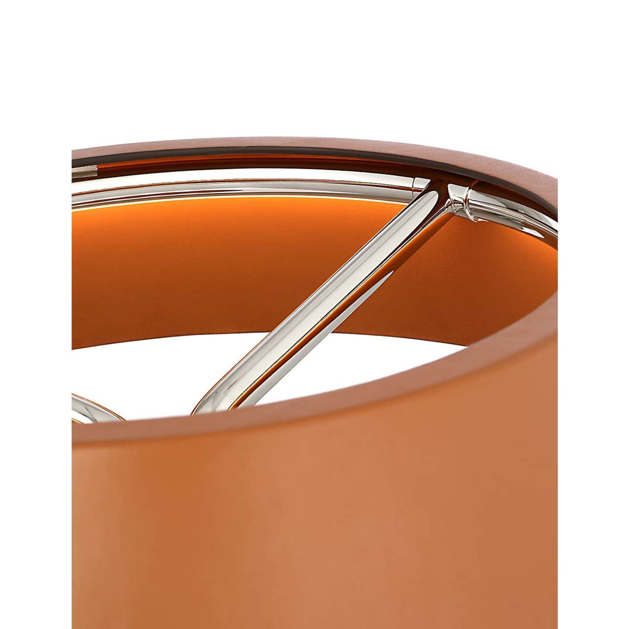 Ralph Lauren Hudson St. 20" Table Lamp in Polished Nickel and Nutmeg Leather W16" x H19.5"