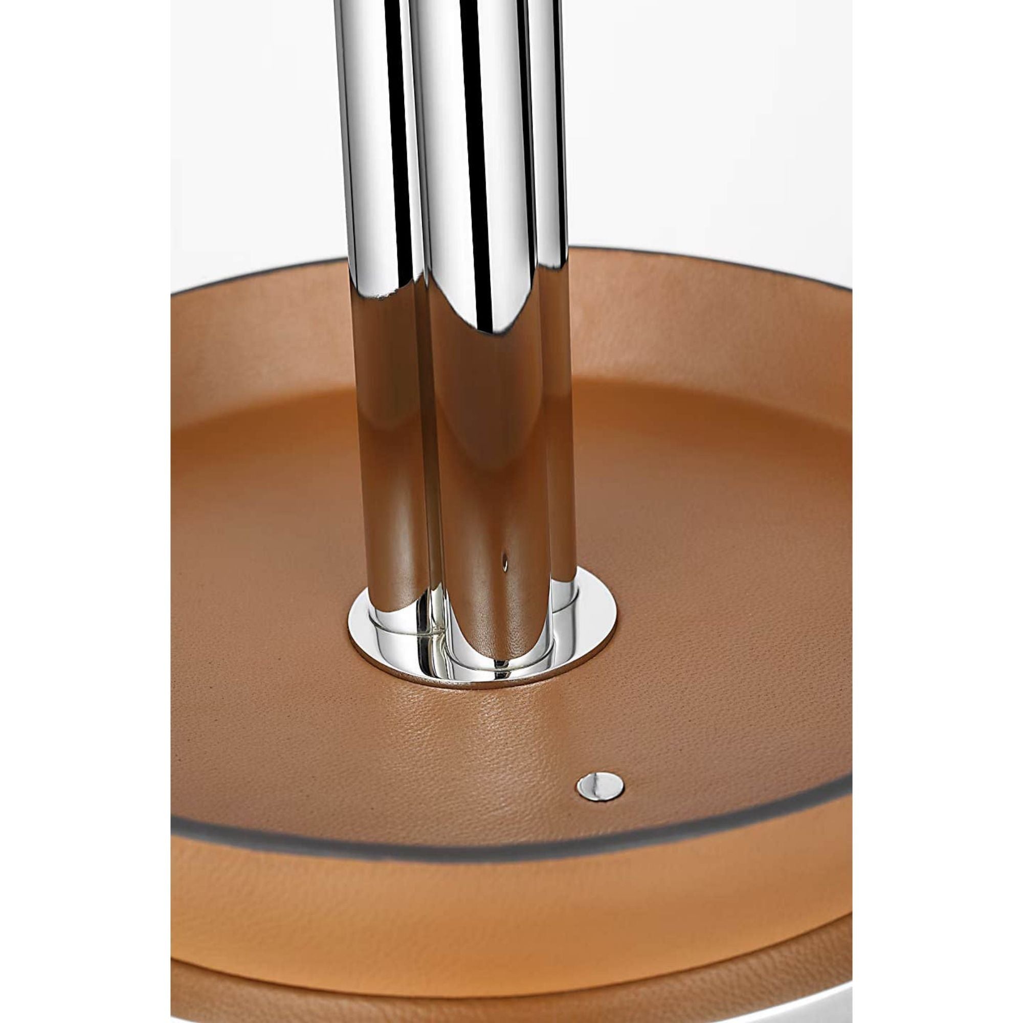 Ralph Lauren Hudson St. 20" Table Lamp in Polished Nickel and Nutmeg Leather W16" x H19.5"