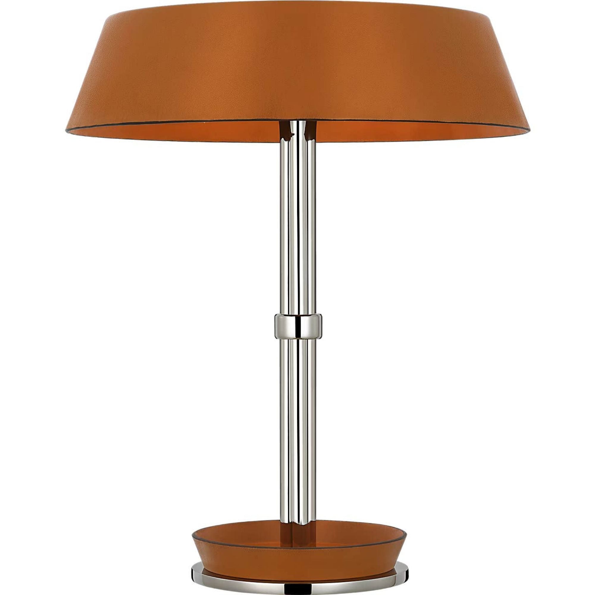Ralph Lauren Hudson St. 20" Table Lamp in Polished Nickel and Nutmeg Leather W16" x H19.5"