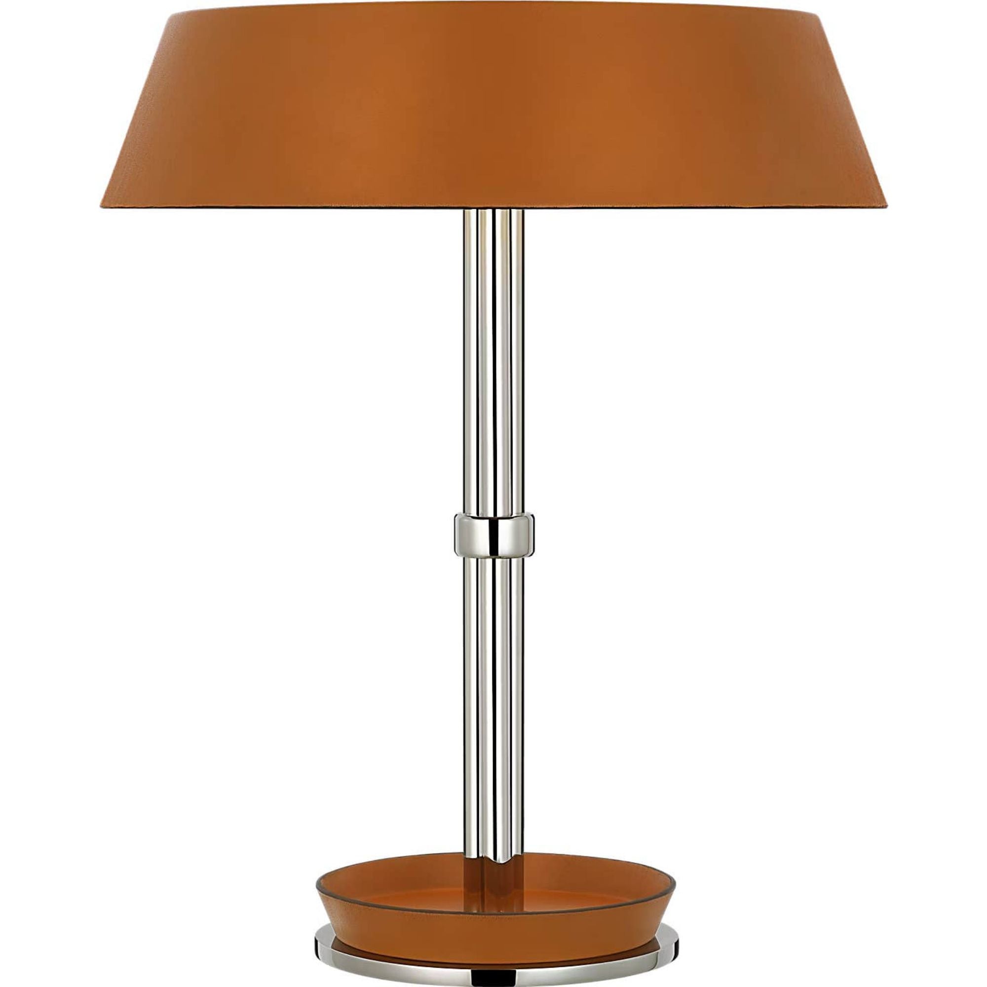 Ralph Lauren Hudson St. 20" Table Lamp in Polished Nickel and Nutmeg Leather W16" x H19.5"