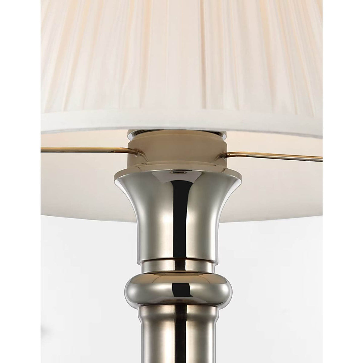 Ralph Lauren Thatcher 21" Cordless Table Lamp in Butler's Silver with Silk Pleated Shade W11.25" x H21"