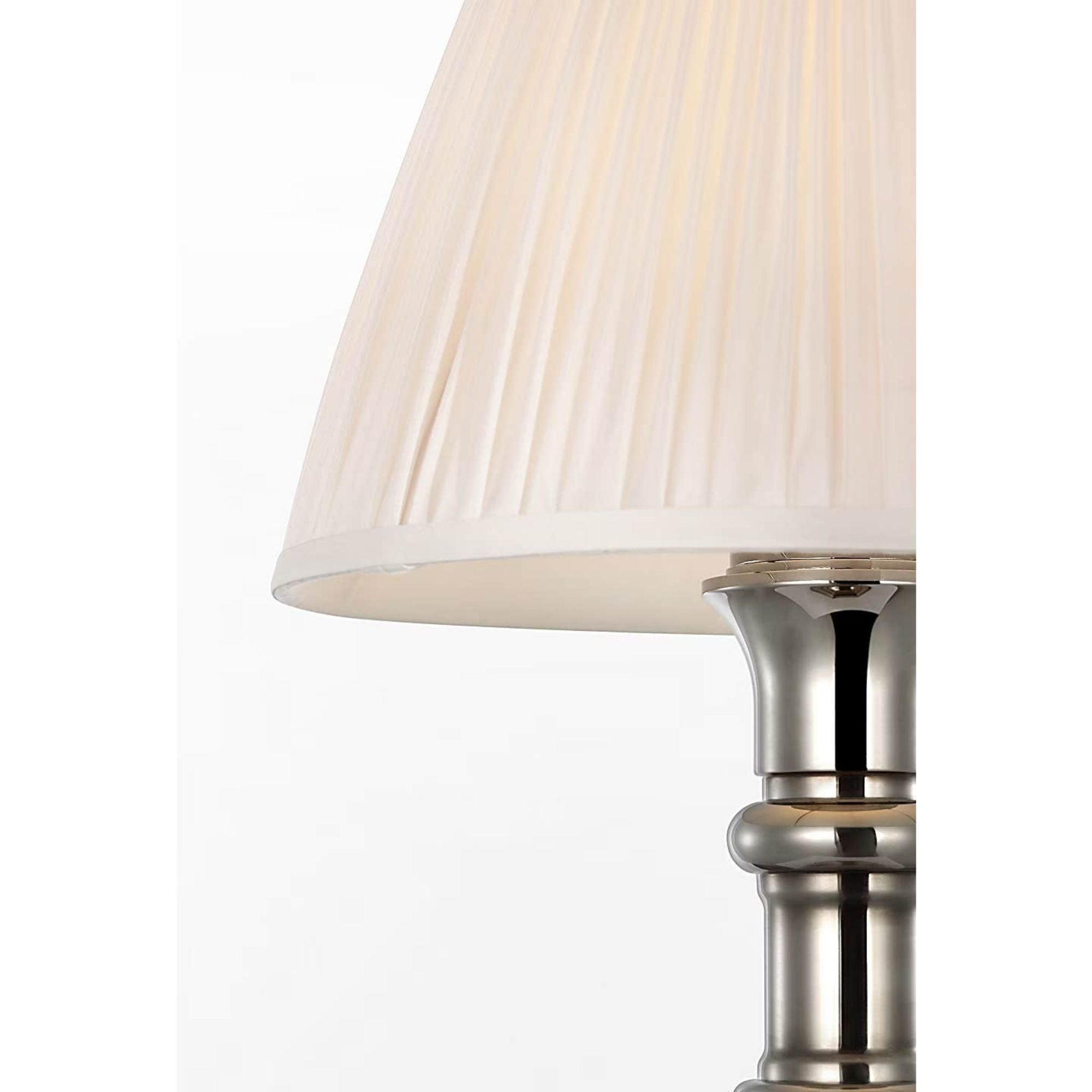 Ralph Lauren Thatcher 21" Cordless Table Lamp in Butler's Silver with Silk Pleated Shade W11.25" x H21"