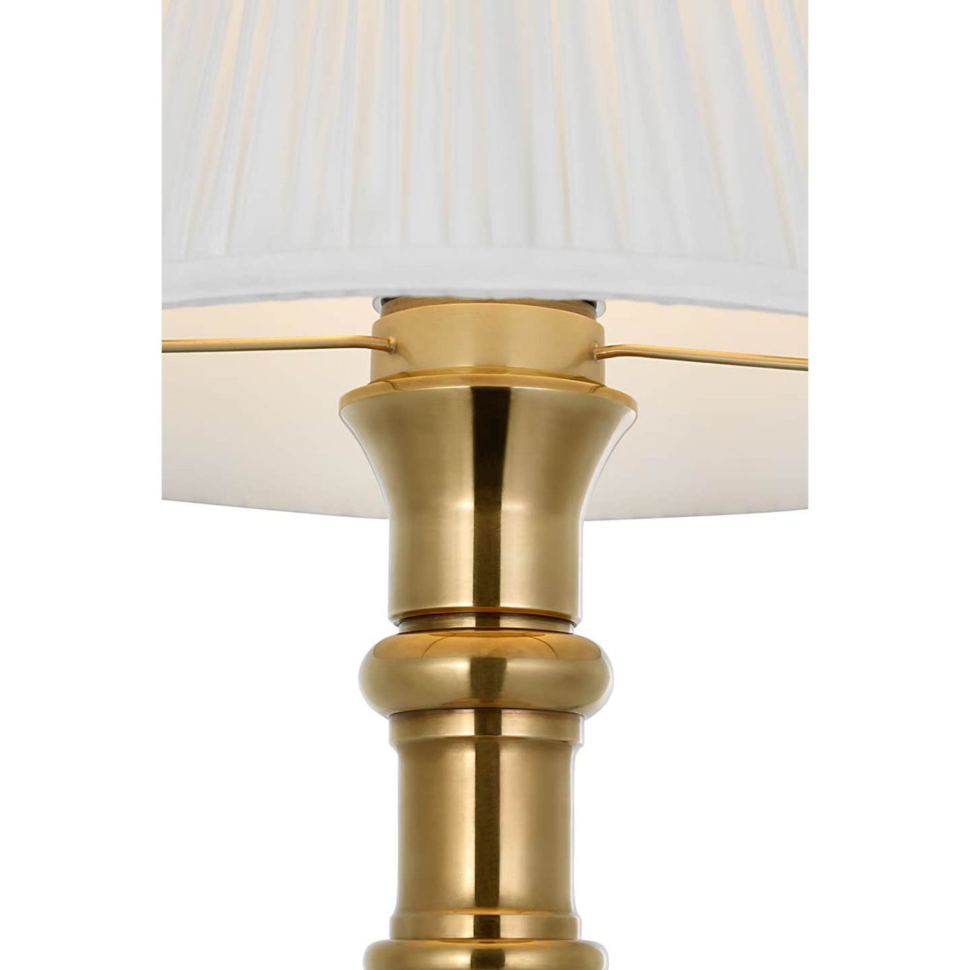 Ralph Lauren Thatcher 21" Cordless Table Lamp in Natural Brass with Silk Pleated Shade W11.25" x H21"