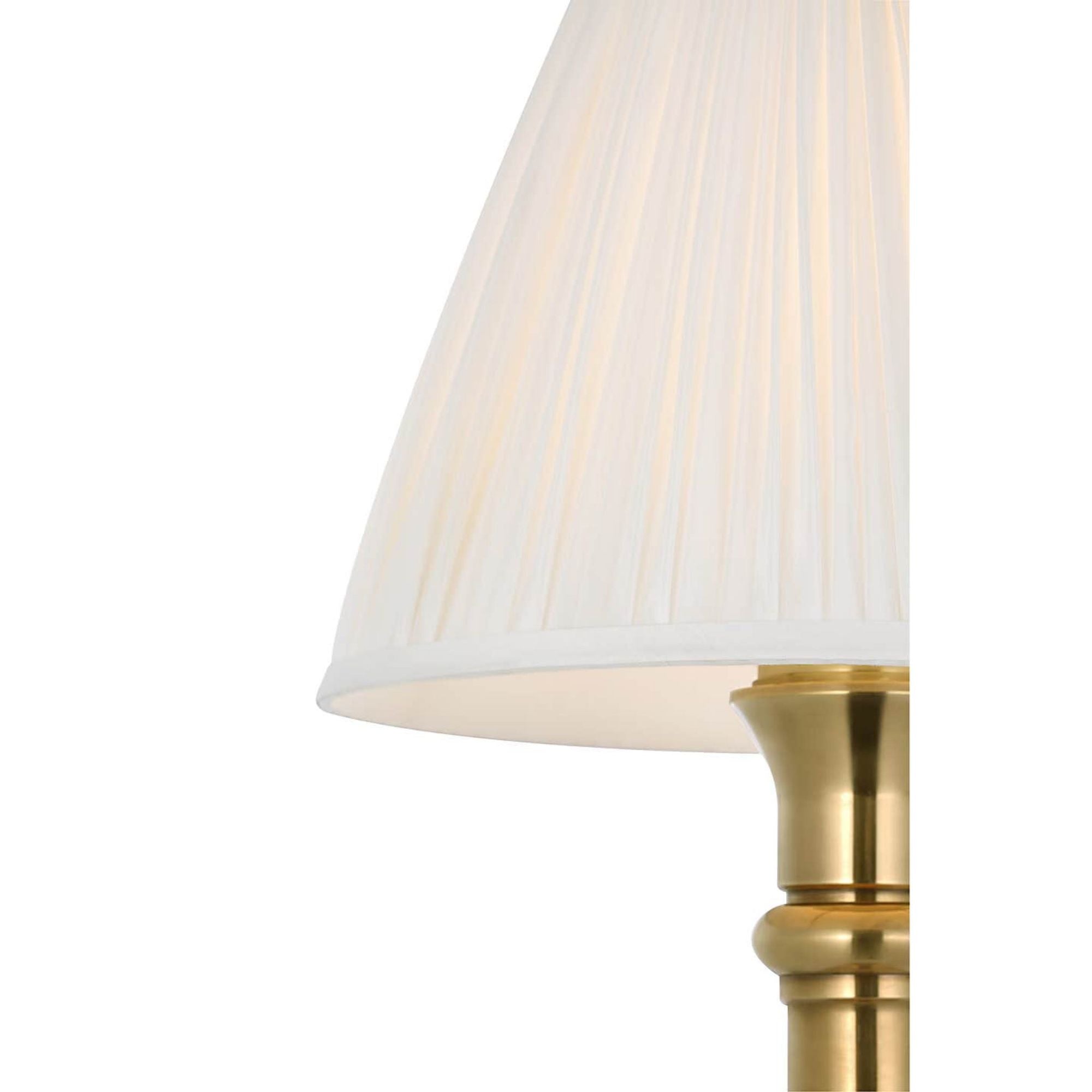 Ralph Lauren Thatcher 21" Cordless Table Lamp in Natural Brass with Silk Pleated Shade W11.25" x H21"