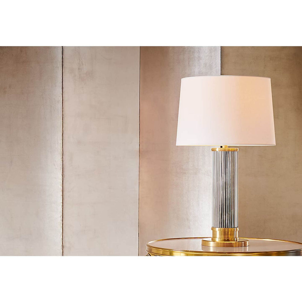 Ralph Lauren Allen Table Lamp in Natural Brass and Glass Rods with White Paper Shade W18" x H30"