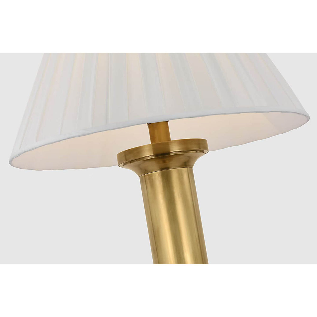 Ralph Lauren Hammett Large Table Lamp in Natural Brass with Silk Box Pleat Shade W22" x H33.75"