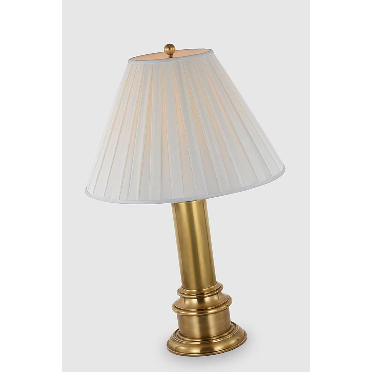 Ralph Lauren Hammett Large Table Lamp in Natural Brass with Silk Box Pleat Shade W22" x H33.75"